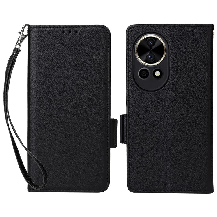 For Huawei nova 12 5G Cell Phone Case Litchi Texture Leather Wallet Protective Folio Cover