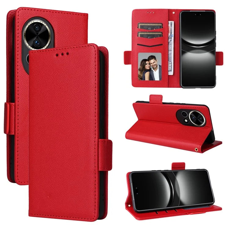 For Huawei nova 12 5G Cell Phone Case Litchi Texture Leather Wallet Protective Folio Cover