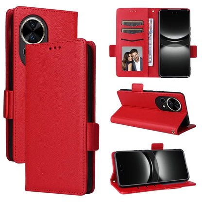 For Huawei nova 12 5G Cell Phone Case Litchi Texture Leather Wallet Protective Folio Cover