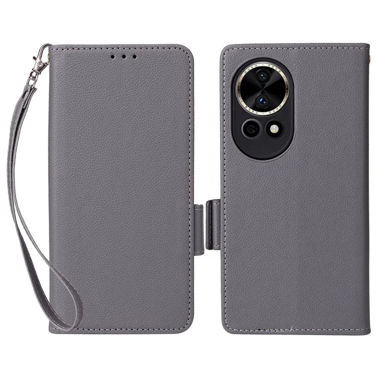 For Huawei nova 12 5G Cell Phone Case Litchi Texture Leather Wallet Protective Folio Cover