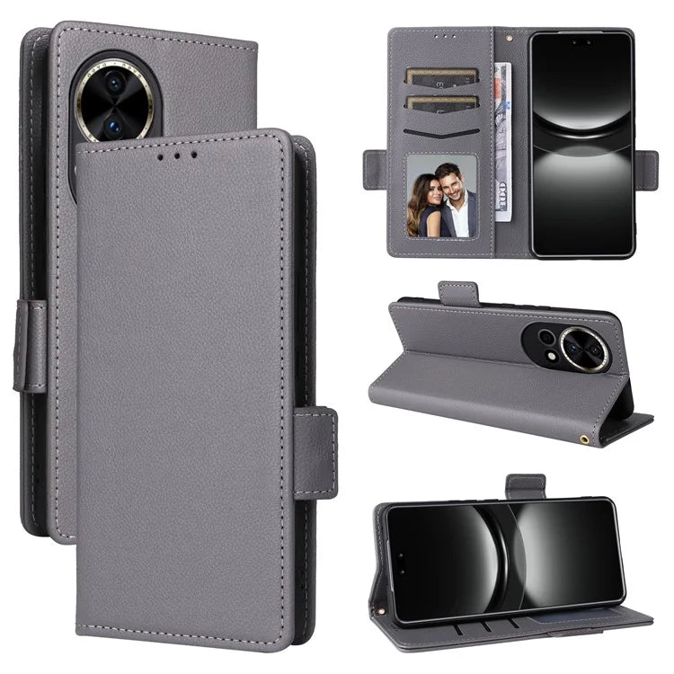 For Huawei nova 12 5G Cell Phone Case Litchi Texture Leather Wallet Protective Folio Cover