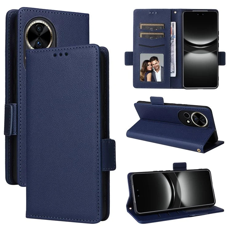 For Huawei nova 12 5G Cell Phone Case Litchi Texture Leather Wallet Protective Folio Cover