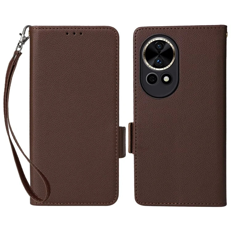 For Huawei nova 12 5G Cell Phone Case Litchi Texture Leather Wallet Protective Folio Cover