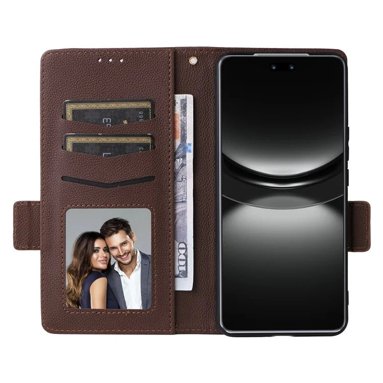 For Huawei nova 12 5G Cell Phone Case Litchi Texture Leather Wallet Protective Folio Cover