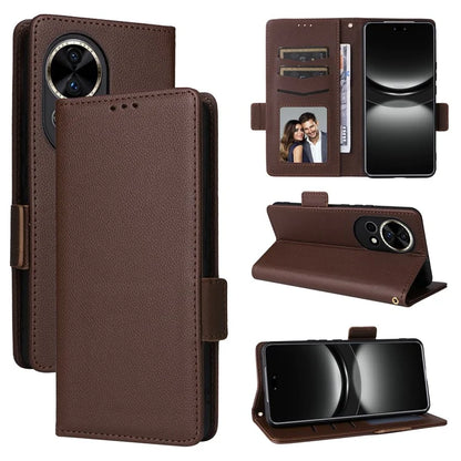 For Huawei nova 12 5G Cell Phone Case Litchi Texture Leather Wallet Protective Folio Cover