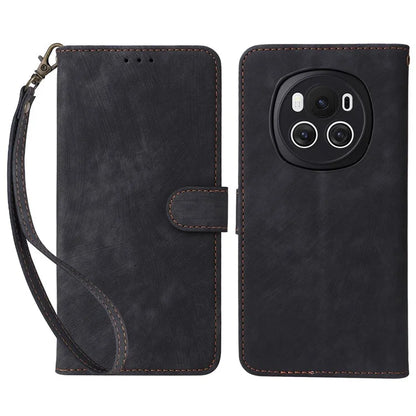 For Honor Magic6 5G Cell Phone Case RFID Blocking Drop Protection Wallet Cover with Hand Strap