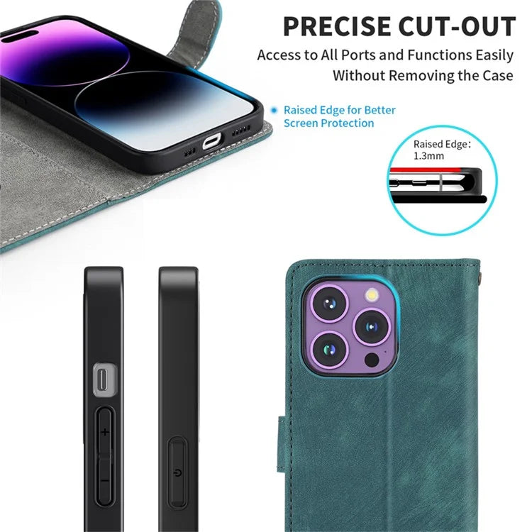 For Honor Magic6 5G Cell Phone Case RFID Blocking Drop Protection Wallet Cover with Hand Strap