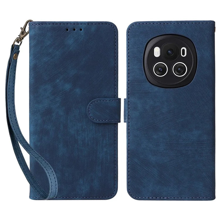 For Honor Magic6 5G Cell Phone Case RFID Blocking Drop Protection Wallet Cover with Hand Strap