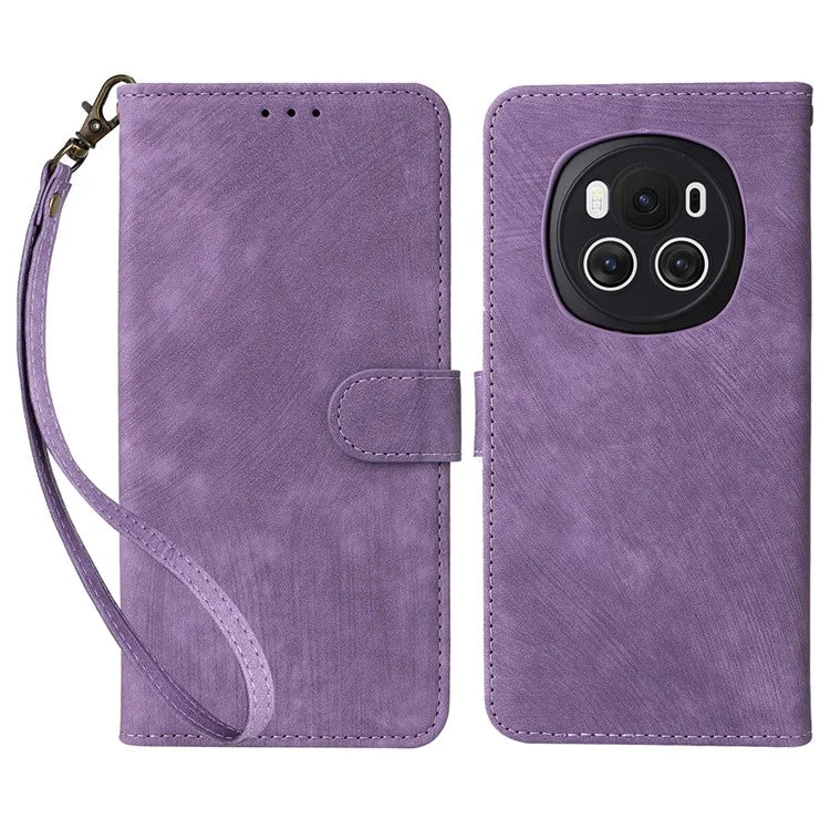 For Honor Magic6 5G Cell Phone Case RFID Blocking Drop Protection Wallet Cover with Hand Strap