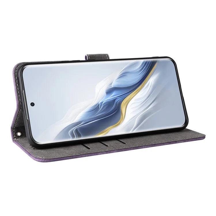 For Honor Magic6 5G Cell Phone Case RFID Blocking Drop Protection Wallet Cover with Hand Strap