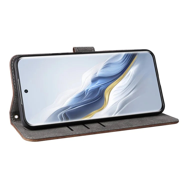 For Honor Magic6 5G Cell Phone Case RFID Blocking Drop Protection Wallet Cover with Hand Strap