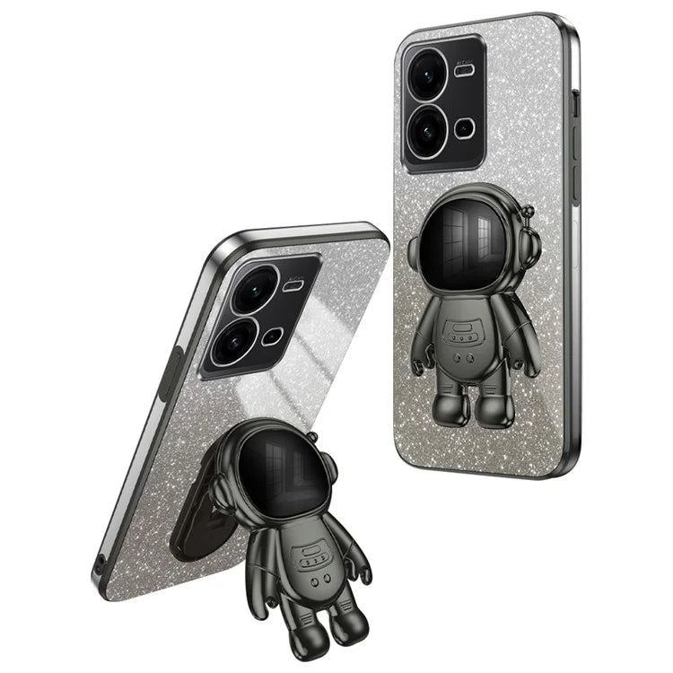Anti-Scratch Phone Case for vivo V25 5G Astronaut Kickstand PC+TPU Cover Phone Shell