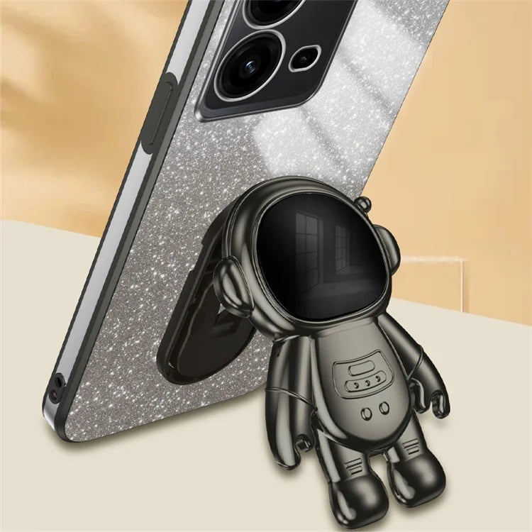 Anti-Scratch Phone Case for vivo V25 5G Astronaut Kickstand PC+TPU Cover Phone Shell