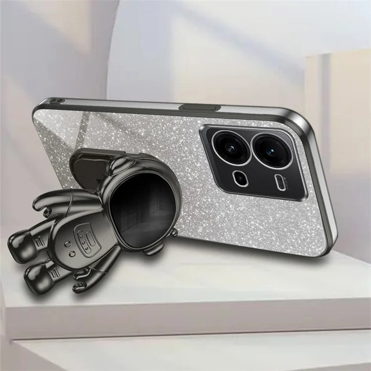 Anti-Scratch Phone Case for vivo V25 5G Astronaut Kickstand PC+TPU Cover Phone Shell