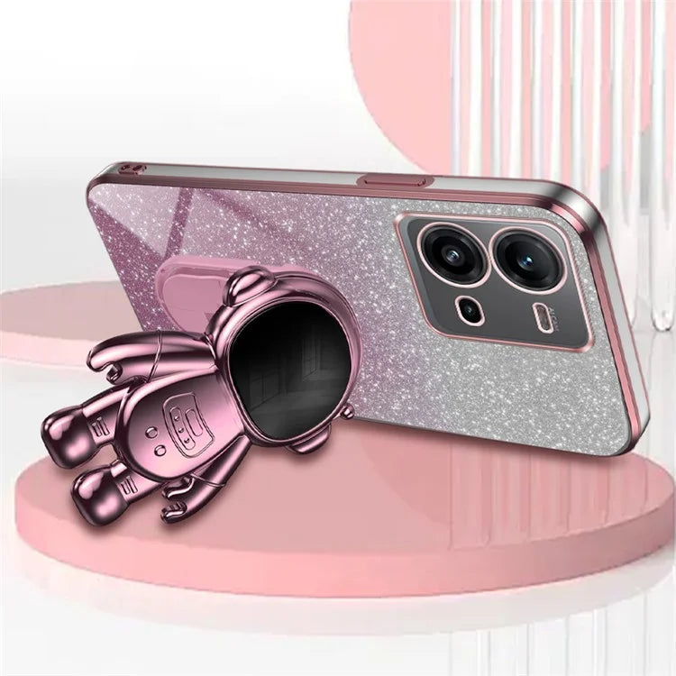 Anti-Scratch Phone Case for vivo V25 5G Astronaut Kickstand PC+TPU Cover Phone Shell