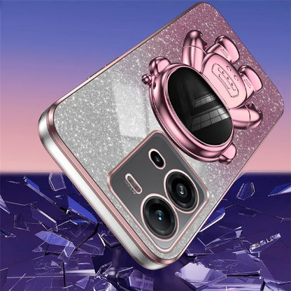 Anti-Scratch Phone Case for vivo V25 5G Astronaut Kickstand PC+TPU Cover Phone Shell