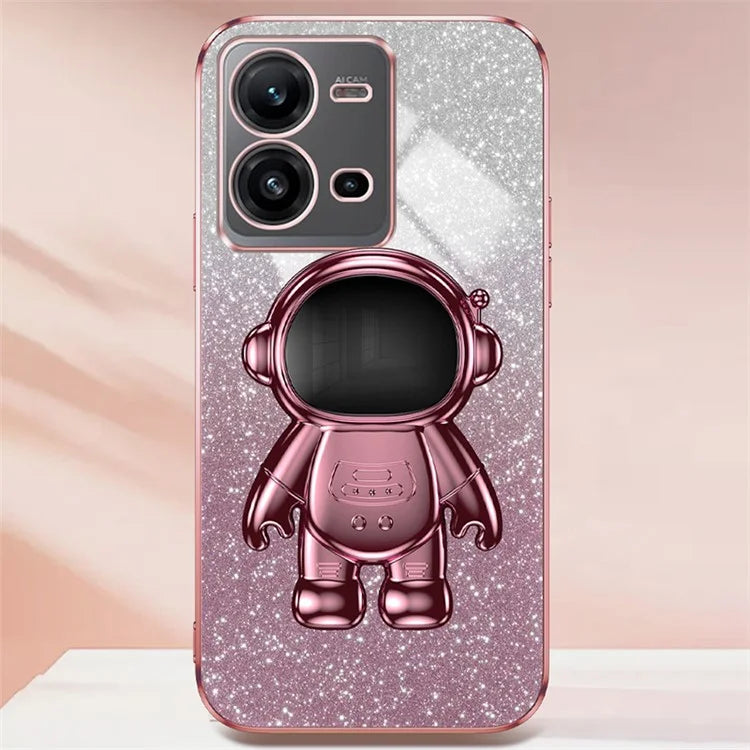 Anti-Scratch Phone Case for vivo V25 5G Astronaut Kickstand PC+TPU Cover Phone Shell
