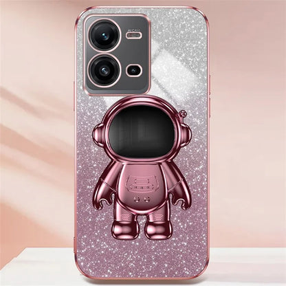 Anti-Scratch Phone Case for vivo V25 5G Astronaut Kickstand PC+TPU Cover Phone Shell