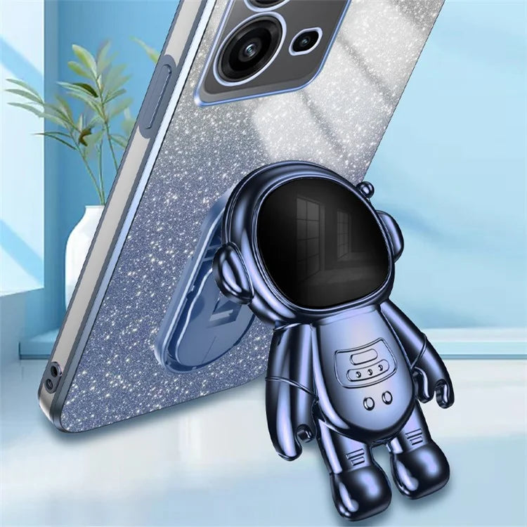 Anti-Scratch Phone Case for vivo V25 5G Astronaut Kickstand PC+TPU Cover Phone Shell