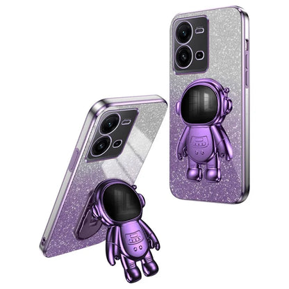 Anti-Scratch Phone Case for vivo V25 5G Astronaut Kickstand PC+TPU Cover Phone Shell