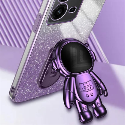 Anti-Scratch Phone Case for vivo V25 5G Astronaut Kickstand PC+TPU Cover Phone Shell