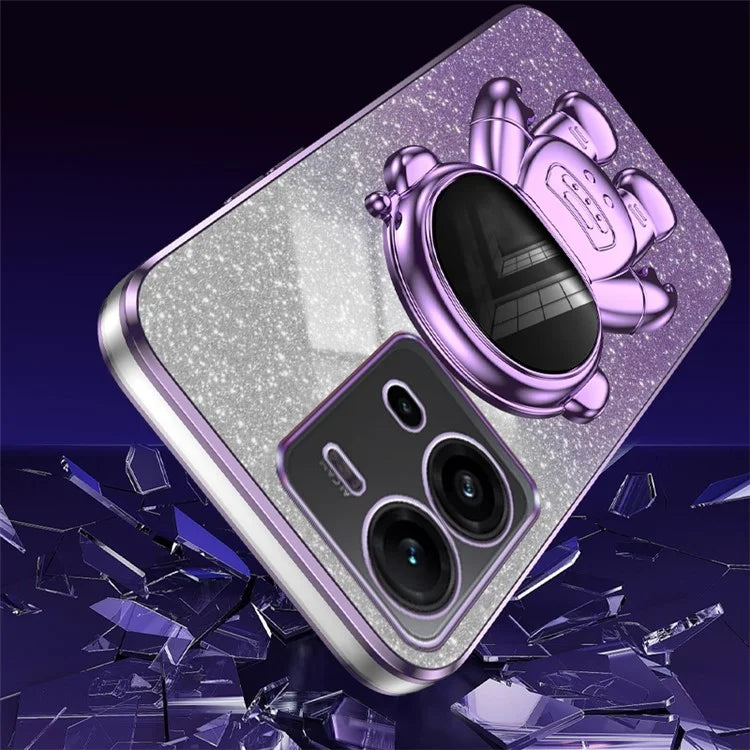 Anti-Scratch Phone Case for vivo V25 5G Astronaut Kickstand PC+TPU Cover Phone Shell