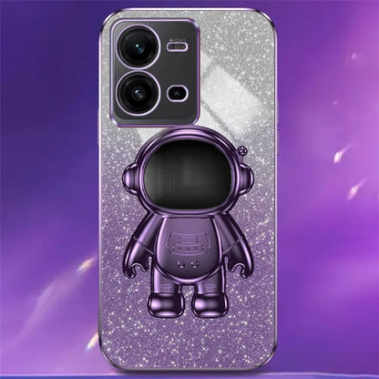 Anti-Scratch Phone Case for vivo V25 5G Astronaut Kickstand PC+TPU Cover Phone Shell