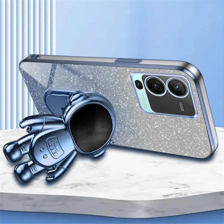 For vivo S15 Pro 5G Dustproof PC+TPU Phone Case Kickstand Electroplating Phone Cover