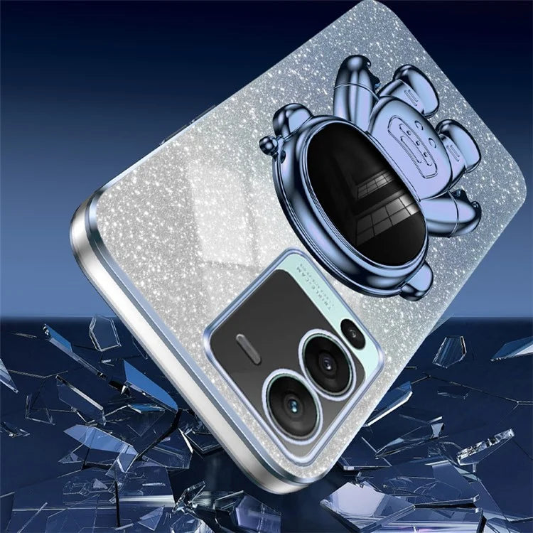 For vivo S15 Pro 5G Dustproof PC+TPU Phone Case Kickstand Electroplating Phone Cover