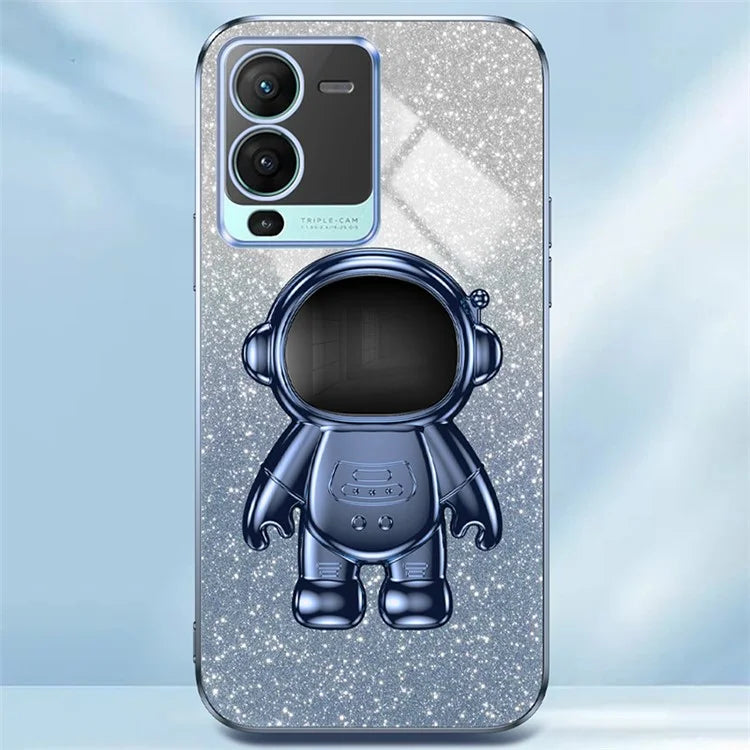 For vivo S15 Pro 5G Dustproof PC+TPU Phone Case Kickstand Electroplating Phone Cover