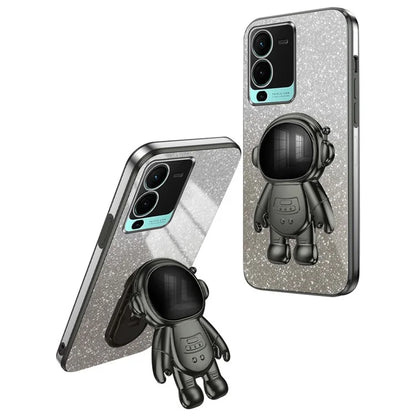 For vivo S15 Pro 5G Dustproof PC+TPU Phone Case Kickstand Electroplating Phone Cover