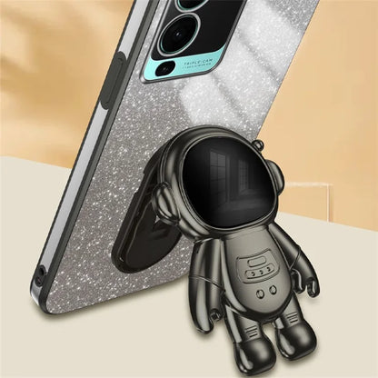For vivo S15 Pro 5G Dustproof PC+TPU Phone Case Kickstand Electroplating Phone Cover