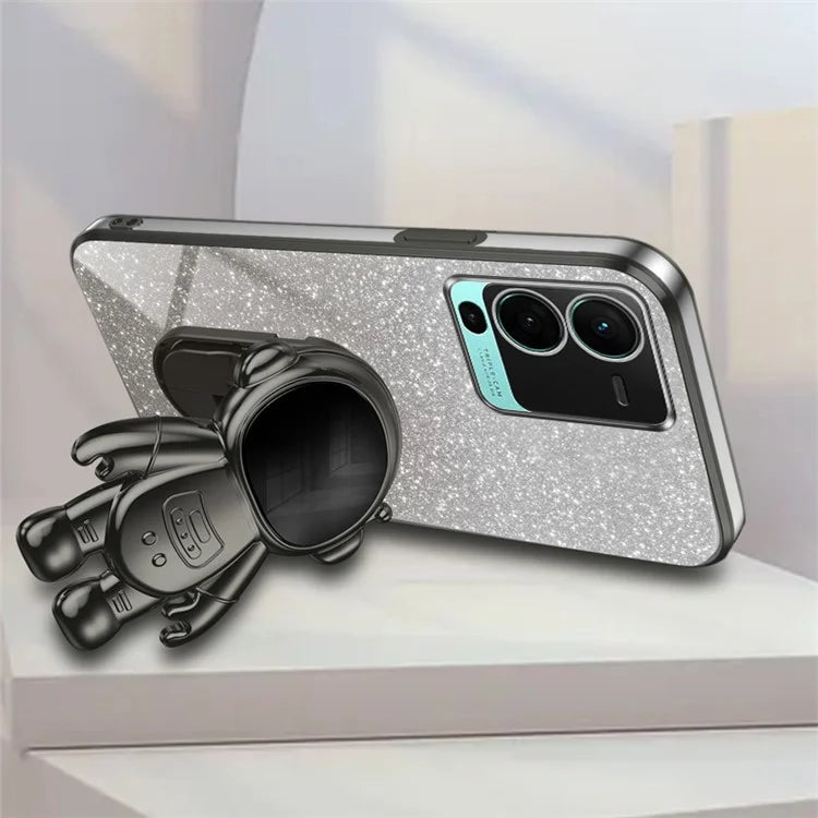For vivo S15 Pro 5G Dustproof PC+TPU Phone Case Kickstand Electroplating Phone Cover