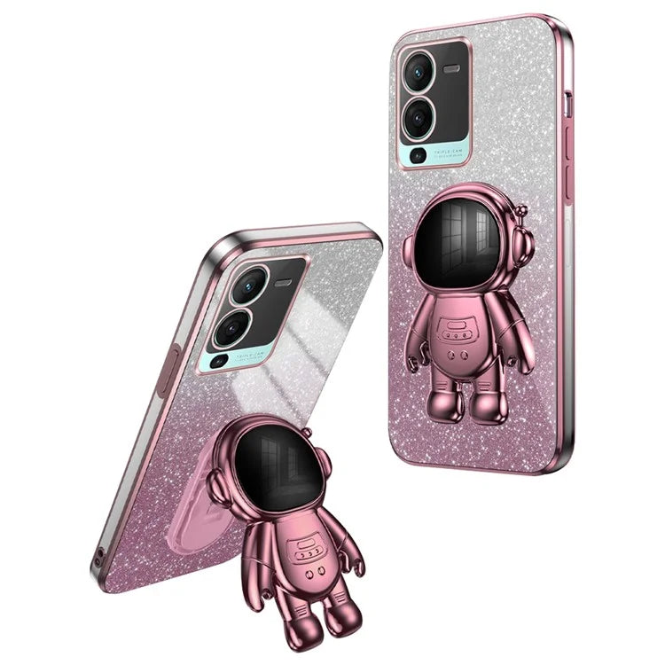For vivo S15 Pro 5G Dustproof PC+TPU Phone Case Kickstand Electroplating Phone Cover