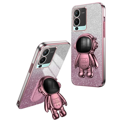 For vivo S15 Pro 5G Dustproof PC+TPU Phone Case Kickstand Electroplating Phone Cover