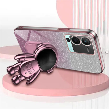 For vivo S15 Pro 5G Dustproof PC+TPU Phone Case Kickstand Electroplating Phone Cover