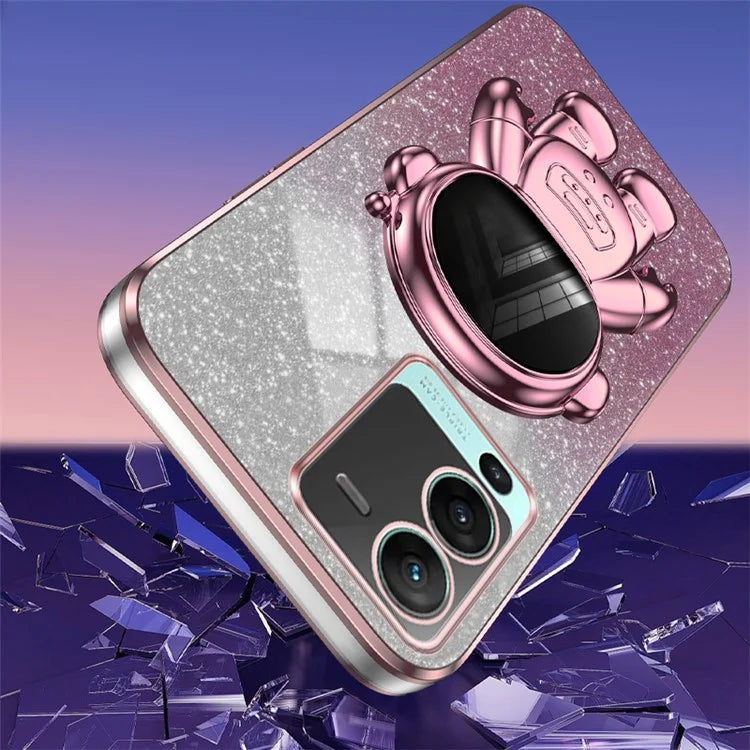 For vivo S15 Pro 5G Dustproof PC+TPU Phone Case Kickstand Electroplating Phone Cover