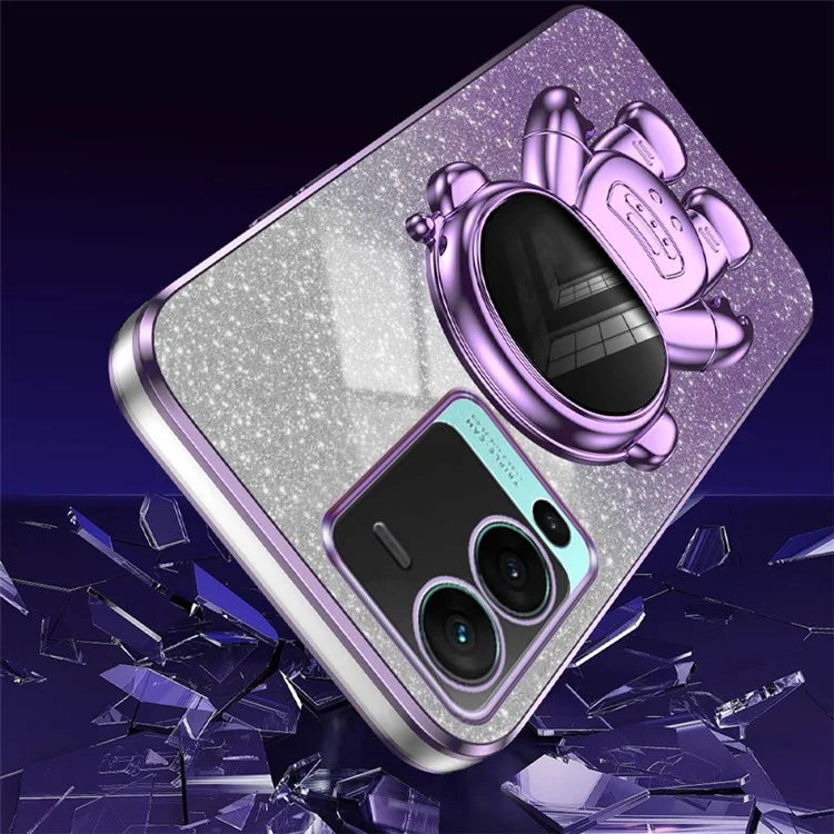 For vivo S15 Pro 5G Dustproof PC+TPU Phone Case Kickstand Electroplating Phone Cover