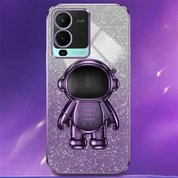For vivo S15 Pro 5G Dustproof PC+TPU Phone Case Kickstand Electroplating Phone Cover