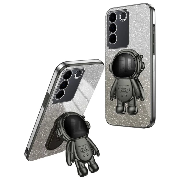 For vivo S16 Pro / S16 PC+TPU Kickstand Cell Phone Case Dustproof Electroplating Cover