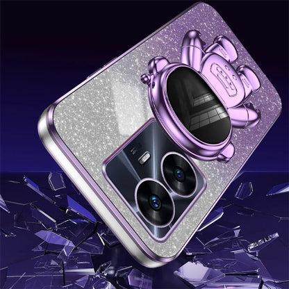 For Realme C55 Dustproof Case Electroplating Astronaut Kickstand PC+TPU Phone Shell