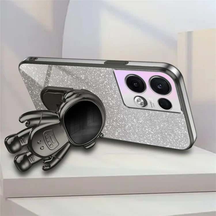 For Oppo Reno8 Pro 5G (Global Version) Astronaut Kickstand PC+TPU Case Electroplating Phone Shell