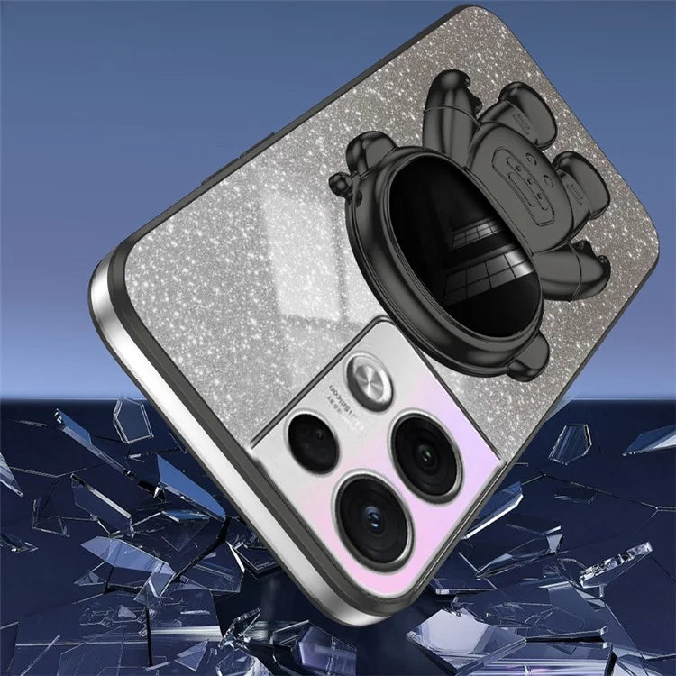 For Oppo Reno8 Pro 5G (Global Version) Astronaut Kickstand PC+TPU Case Electroplating Phone Shell