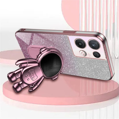 For Oppo Reno8 Pro 5G (Global Version) Astronaut Kickstand PC+TPU Case Electroplating Phone Shell