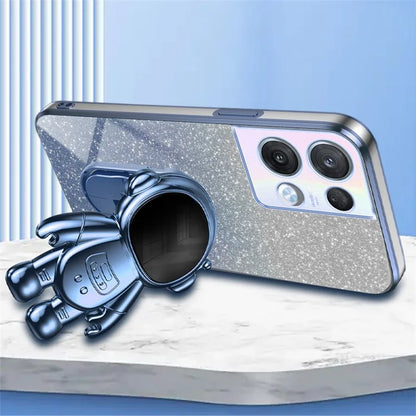 For Oppo Reno8 Pro 5G (Global Version) Astronaut Kickstand PC+TPU Case Electroplating Phone Shell