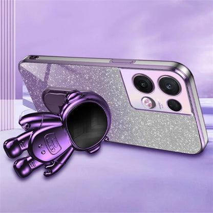For Oppo Reno8 Pro 5G (Global Version) Astronaut Kickstand PC+TPU Case Electroplating Phone Shell