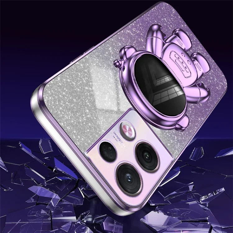 For Oppo Reno8 Pro 5G (Global Version) Astronaut Kickstand PC+TPU Case Electroplating Phone Shell