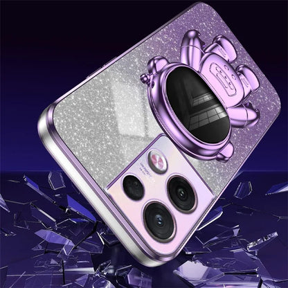 For Oppo Reno8 Pro 5G (Global Version) Astronaut Kickstand PC+TPU Case Electroplating Phone Shell