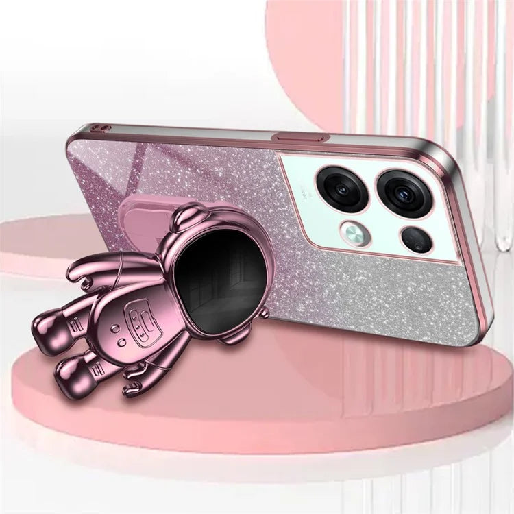 For Oppo Reno8 Pro+ 5G (Global Version) Cases Kickstand PC+TPU Shell Electroplating Phone Protector