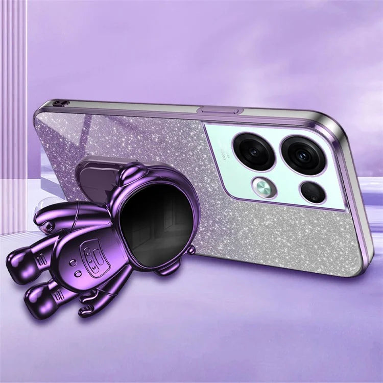 For Oppo Reno8 Pro+ 5G (Global Version) Cases Kickstand PC+TPU Shell Electroplating Phone Protector